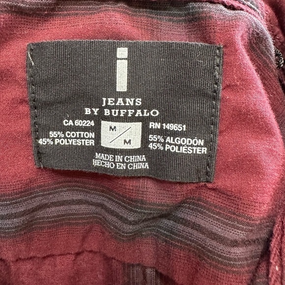 Buffalo By David Britton Men’s Maroon/Gray/Black Button Down Shirt Size Medium - Picture 2 of 9